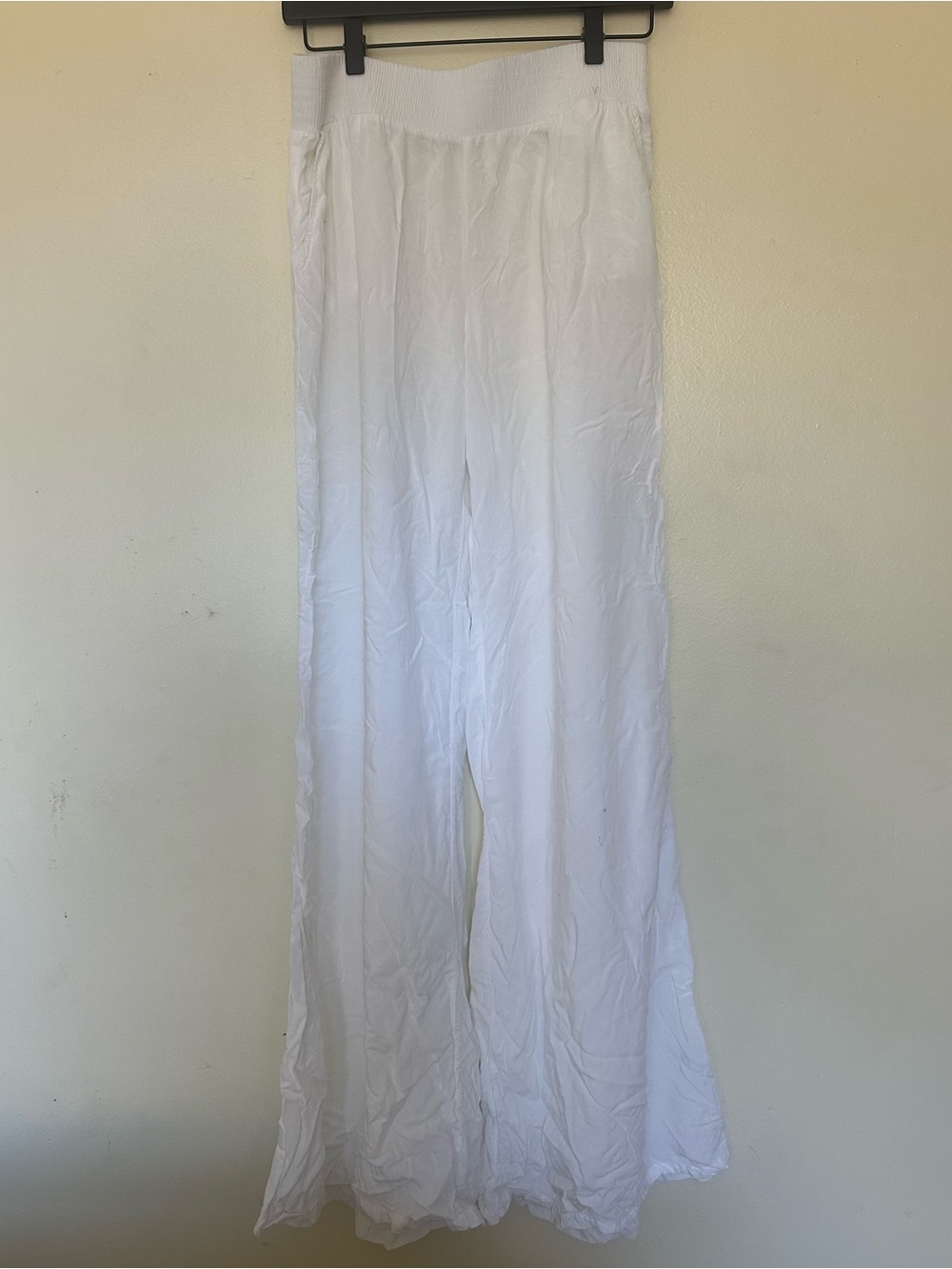 Michael Stars White Wide Leg Flowy Pants Smocked Waist Size Small